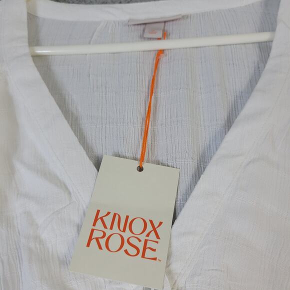 Knox Rose Maxi Dress Wedding Button Front Laced Open Work Embroidered 2X White - Picture 8 of 16